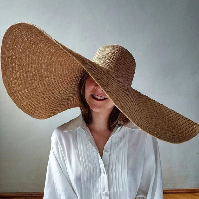 Hat Floppy Wide - قبعات القش الشاطئ كبيرة الحجم للنساء