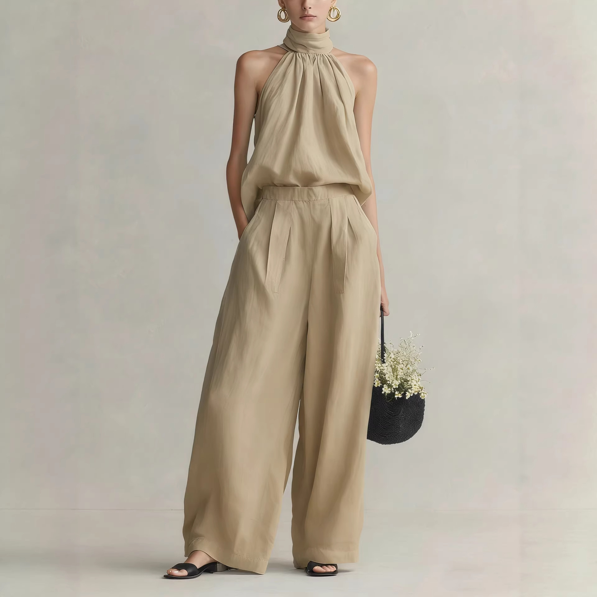 طقم نسائي صيفي جديد 2026: بلوز - مراجعة Linen Pant Wide وسعره