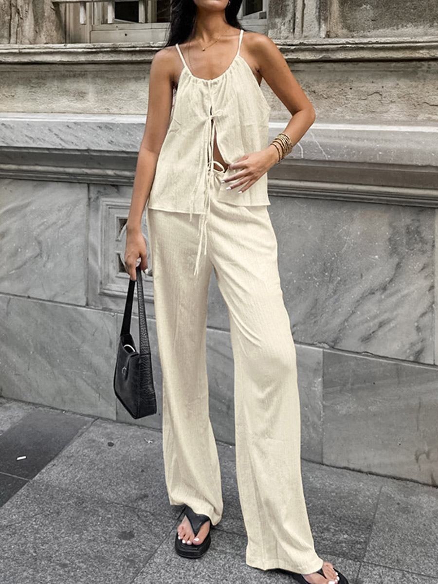طقم نسائي من قطعتين لعام 2026، - مراجعة Linen Pant Wide وسعره