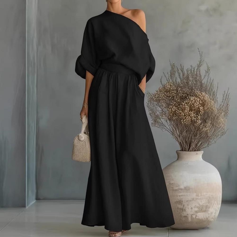 طقم بلوزة وبنطلون نسائي أنيق ع - مراجعة Blouse Off Shoulder وسعره