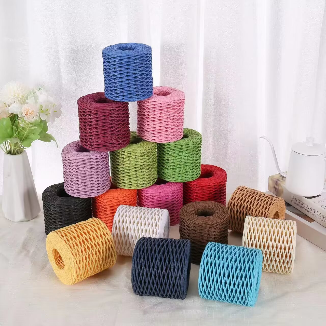 190 جرام من خيوط الرافية، خيوط - مراجعة Crochet Bag Raffia وسعره