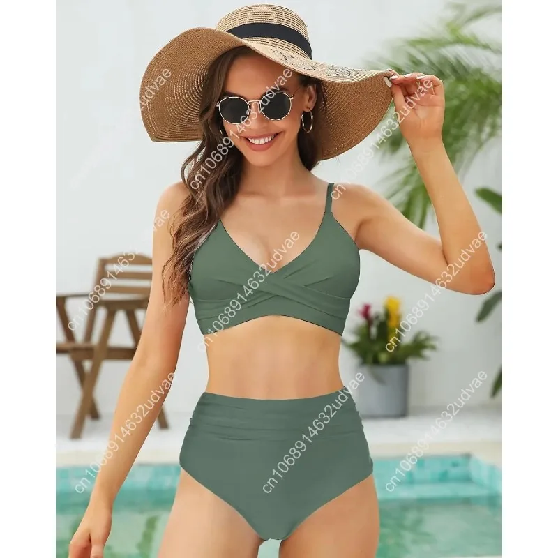 طقم بيكيني نسائي بخصر مرتفع، ب - مراجعة Swimsuit Bikini Ruched وسعره