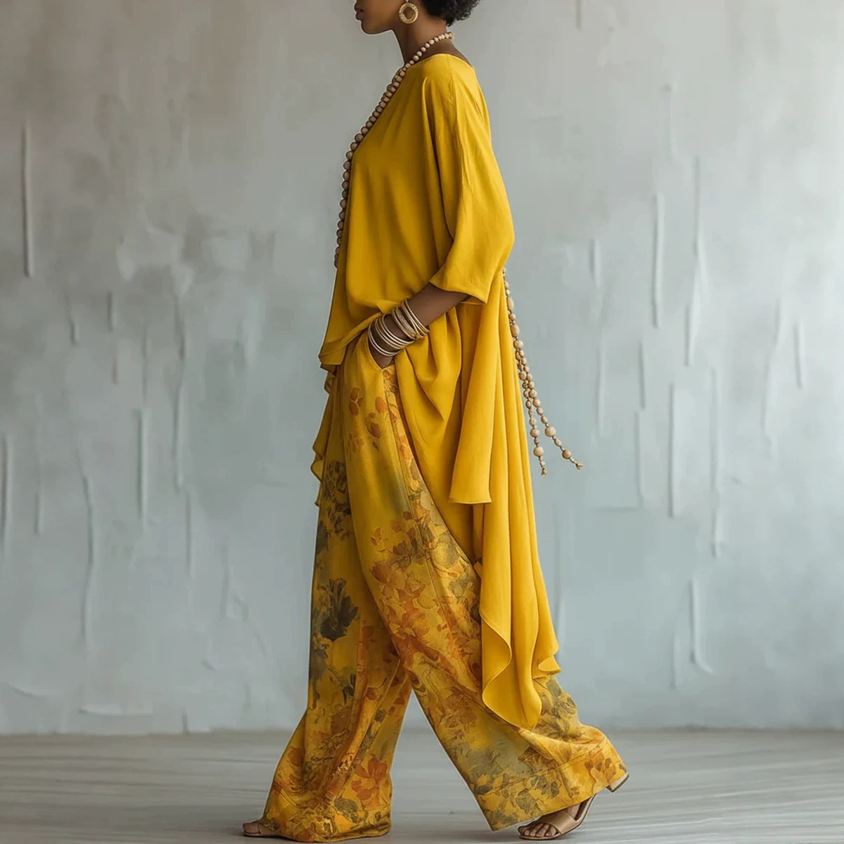 طقم نسائي من قطعتين من الكتان، - مراجعة Linen Pant Wide وسعره