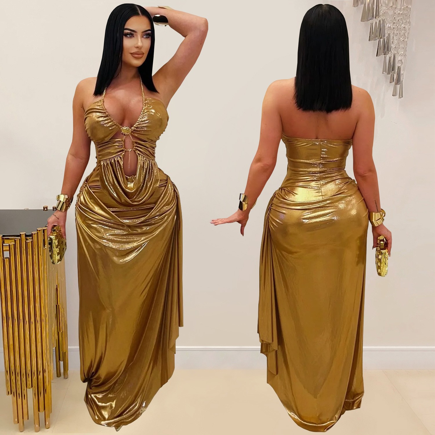 فستان سهرة للضيوف في حفلات الز - مراجعة Maxi Dress Halter وسعره