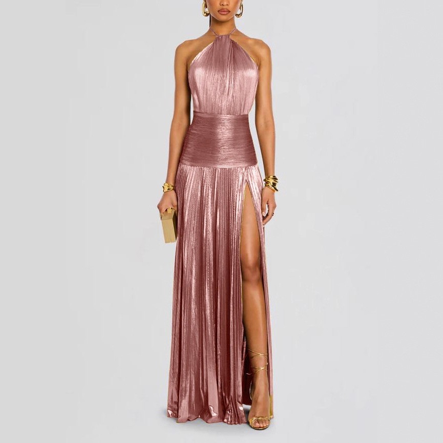 فستان سهرة أنيق بدون أكمام طوي - مراجعة Maxi Dress Halter وسعره