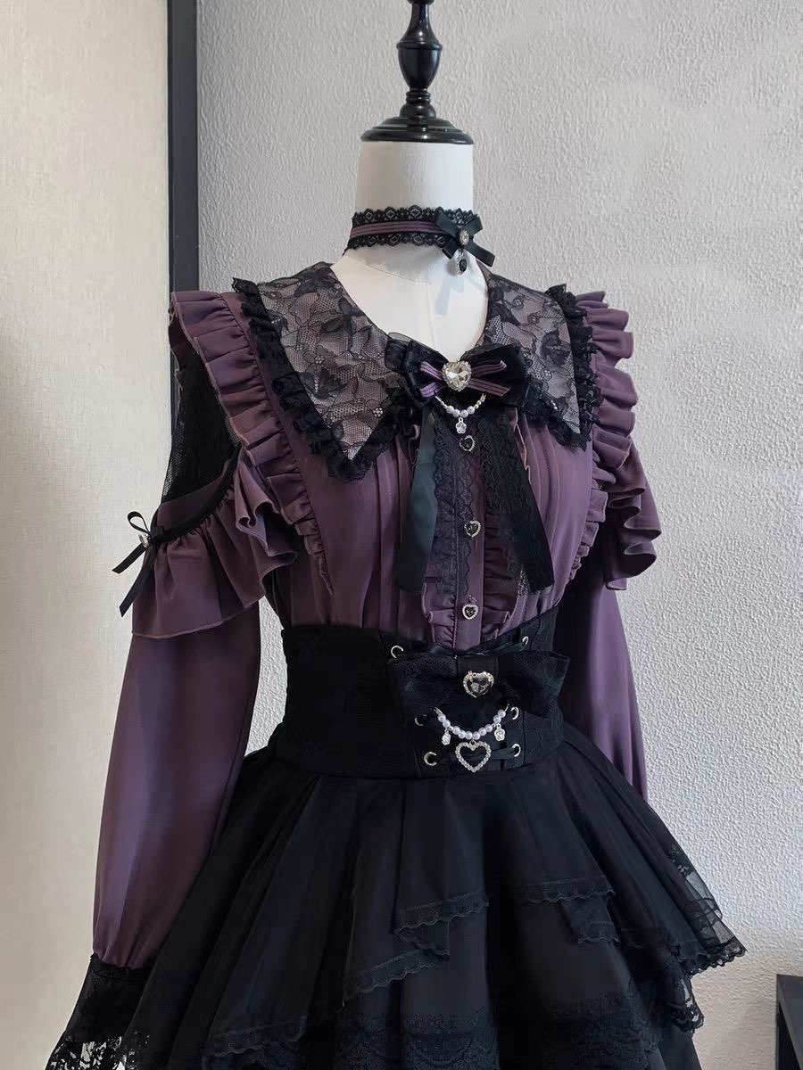 طقم تنورة هاراجوكو كاواي للنسا - مراجعة Blouse Off Shoulder وسعره