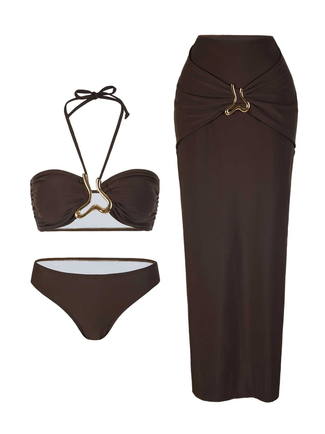 طقم سباحة نسائي من قطعتين بدون - مراجعة Swimsuit Bikini Ruched وسعره