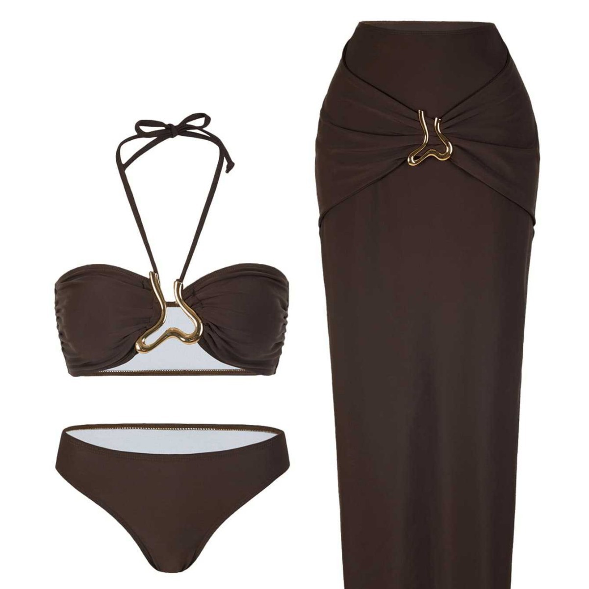 طقم سباحة نسائي من قطعتين بدون - مراجعة Swimsuit Bikini Ruched وسعره