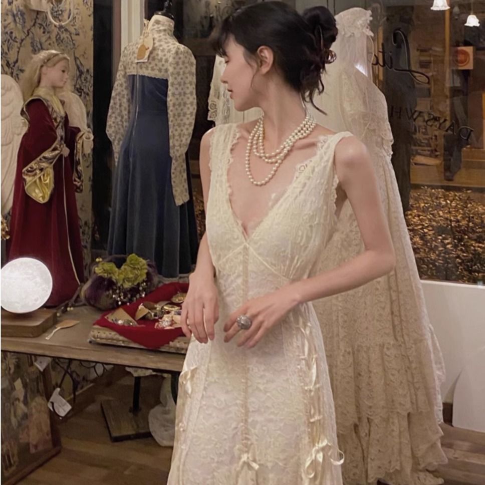 فستان دانتيل قوطي مثير ماكسي ب - مراجعة Maxi Dress Halter وسعره