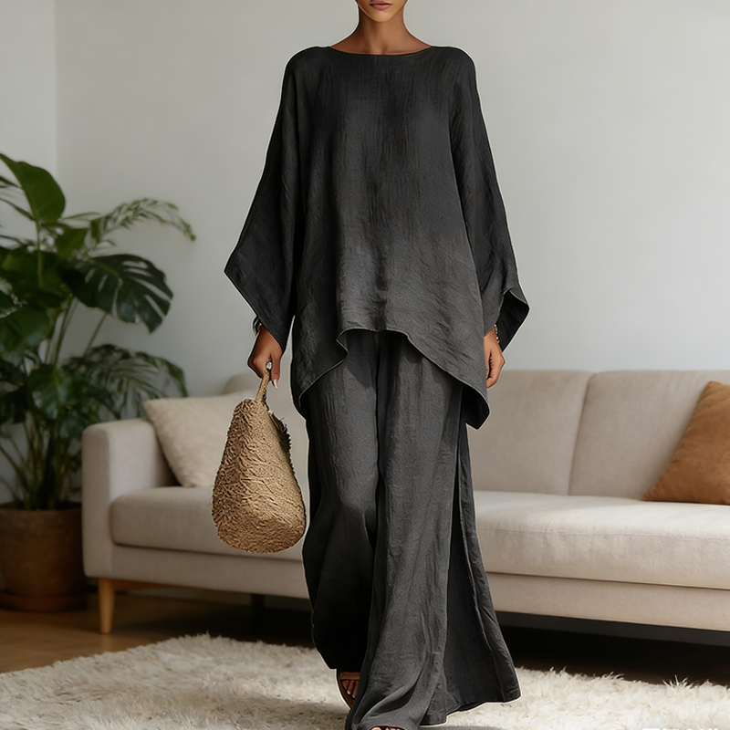 طقم نسائي جديد للربيع من قطعتي - مراجعة Linen Pant Wide وسعره